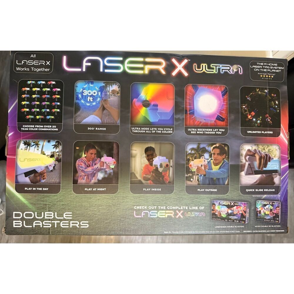 Laser X Ultra Double Blasters Laser Tag Game 2 Players Blue & Red OS